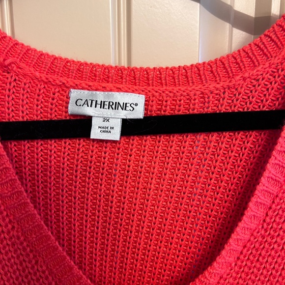 Catherines Vivid Coral Knit Sweater - Picture 3 of 3